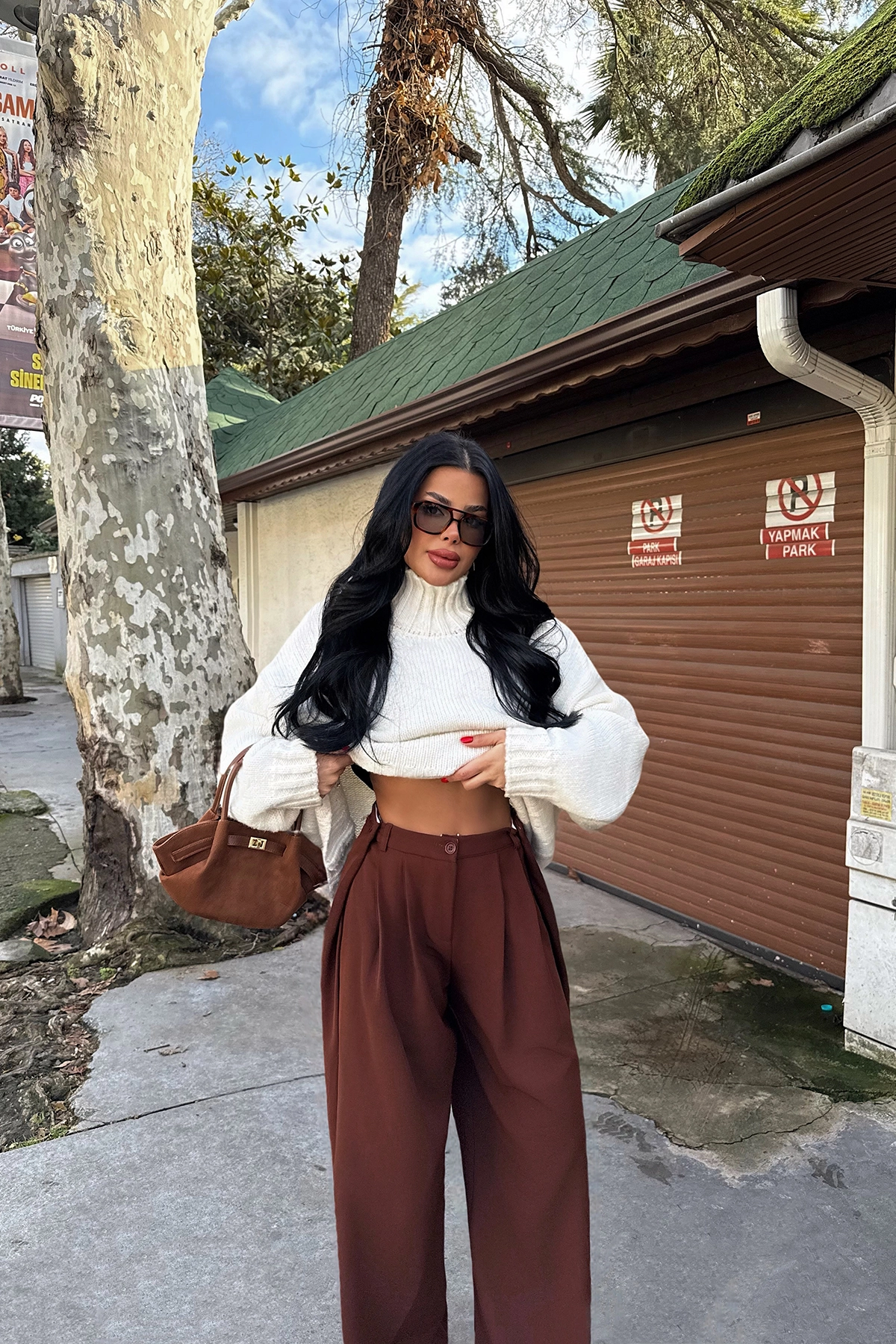 Brown High Waist Trousers - Brand: EYYO ATELIER - Women & Kids, Baby Clothes Wholesale - TheBS Women