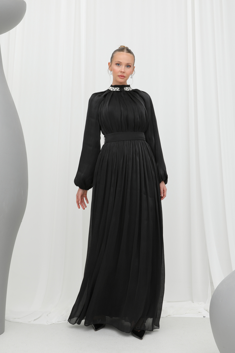 Women's Stone Detailed Chiffon Evening Dress - Brand: Puane - Women & Kids, Baby Clothes Wholesale - TheBS Women