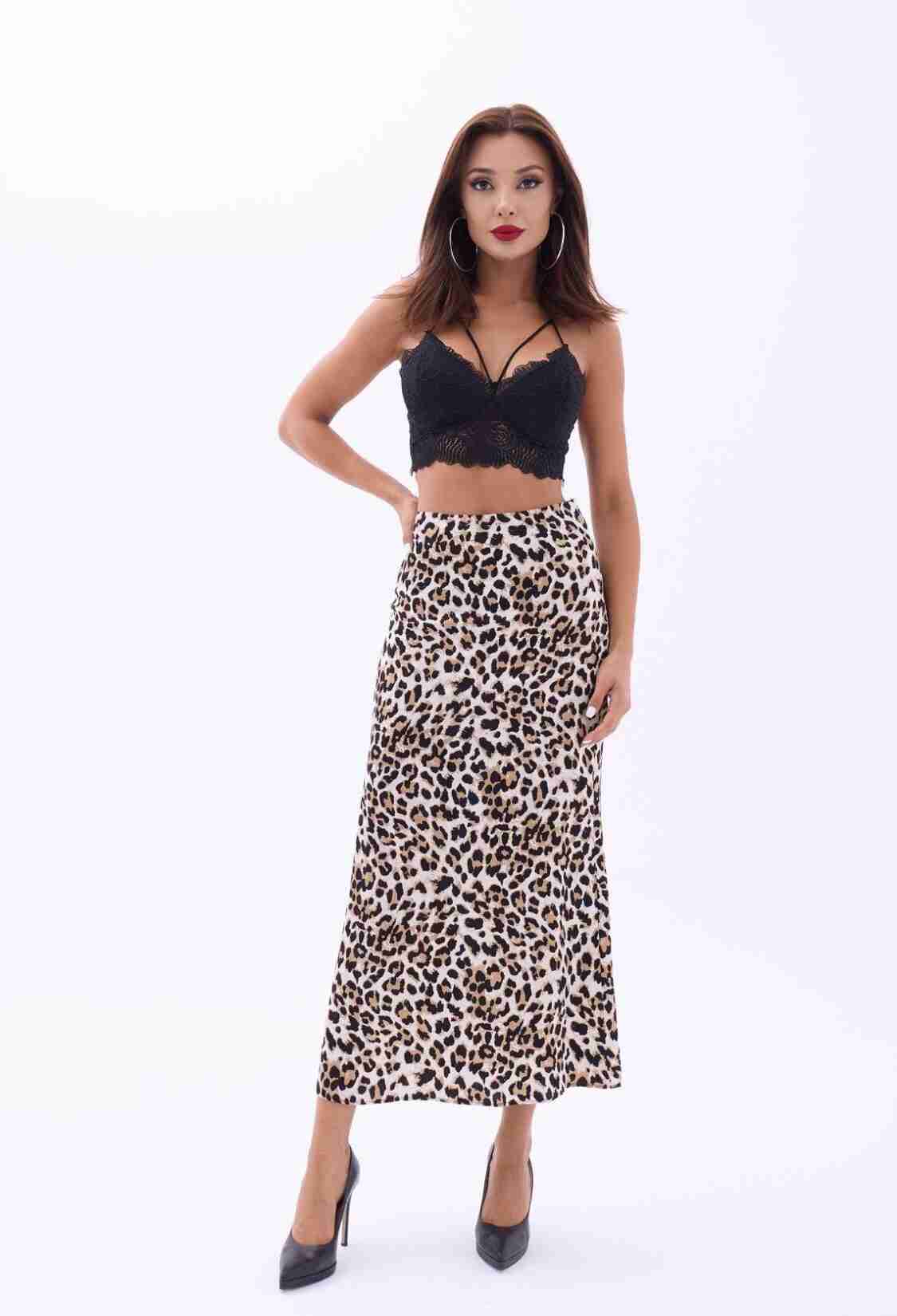 Leopard Print Midi Skirt - Brand: Fame - Women & Kids, Baby Clothes Wholesale - TheBS Women