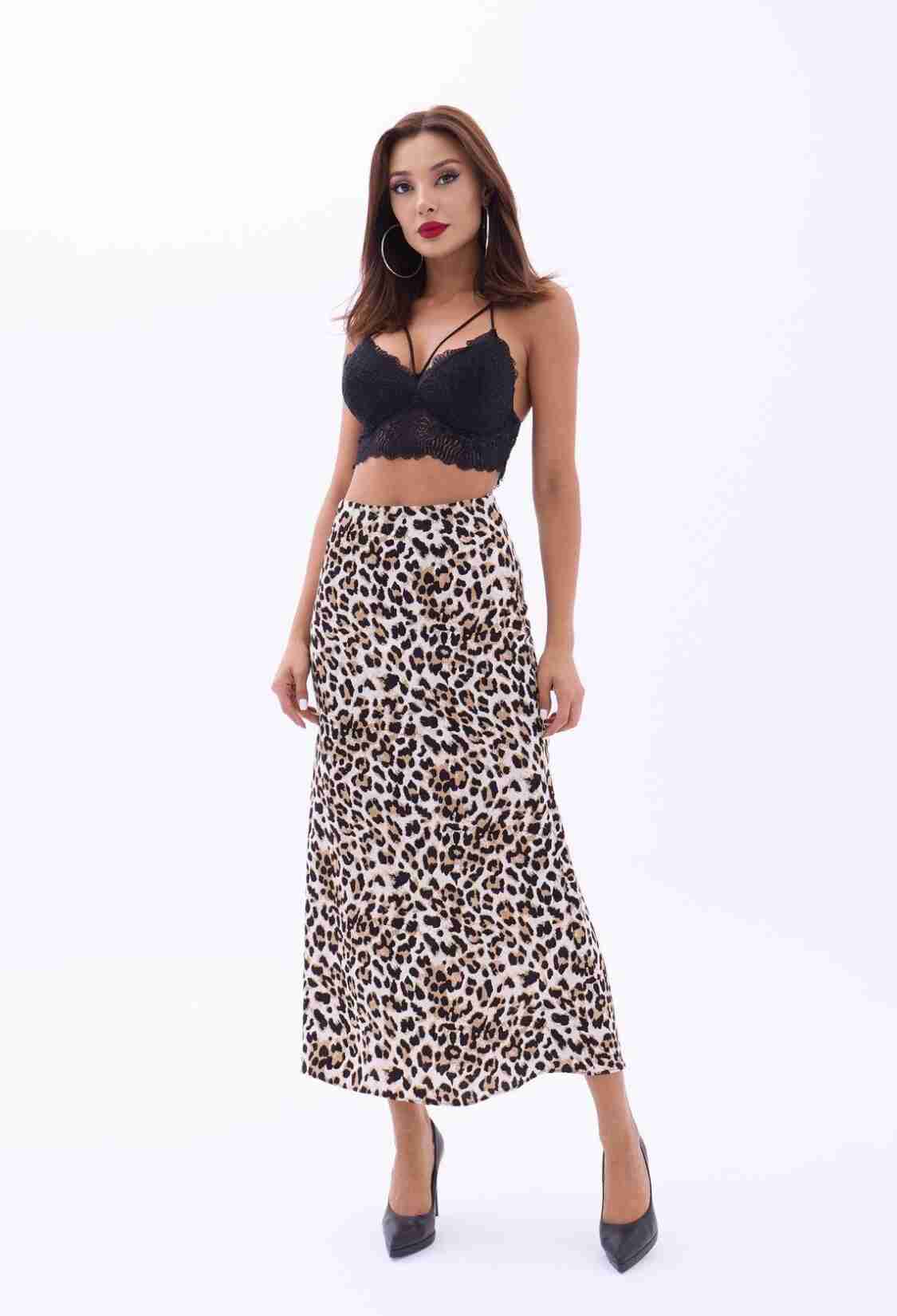 Leopard Print Midi Skirt - Brand: Fame - Women & Kids, Baby Clothes Wholesale - TheBS Women