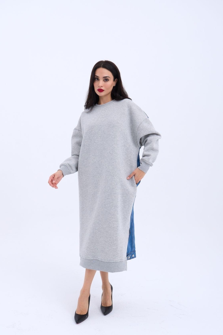 Long Sweat Dress - Gray - Brand: Fame - Women & Kids, Baby Clothes Wholesale - TheBS Women