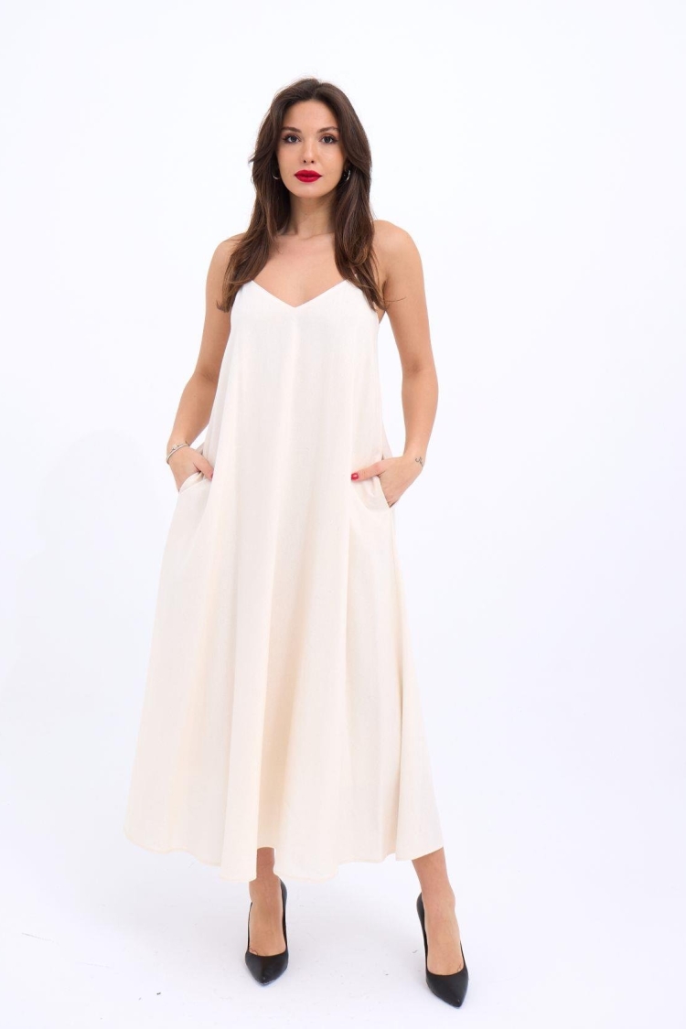 Dress - Beige - Brand: Fame - Women & Kids, Baby Clothes Wholesale - TheBS Women