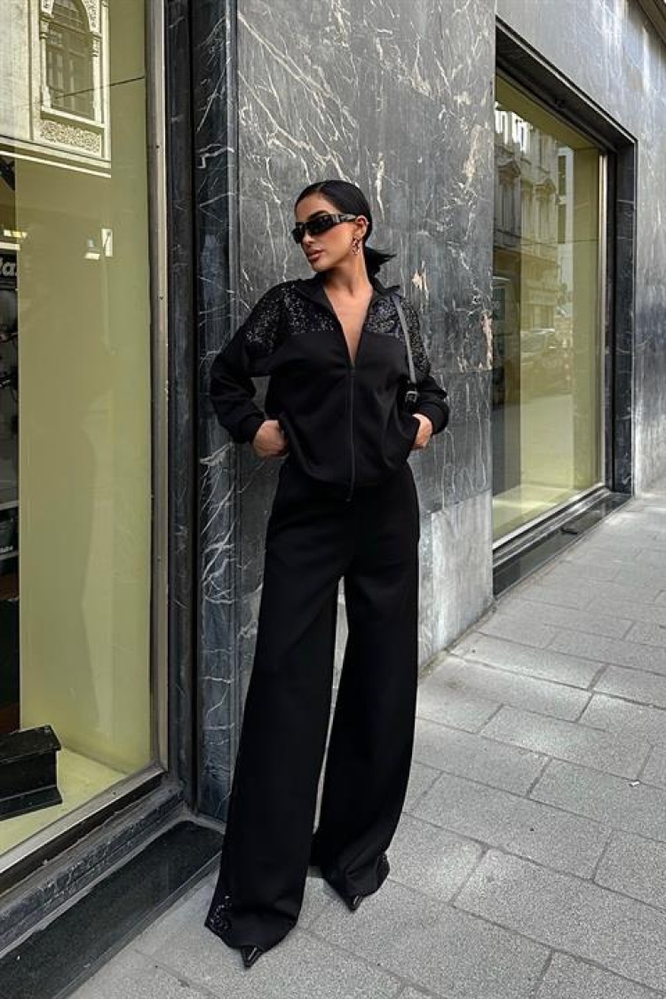 Sequined Sports Tracksuit - Black - Brand: Sobe Istanbul - Women & Kids, Baby Clothes Wholesale - TheBS Women