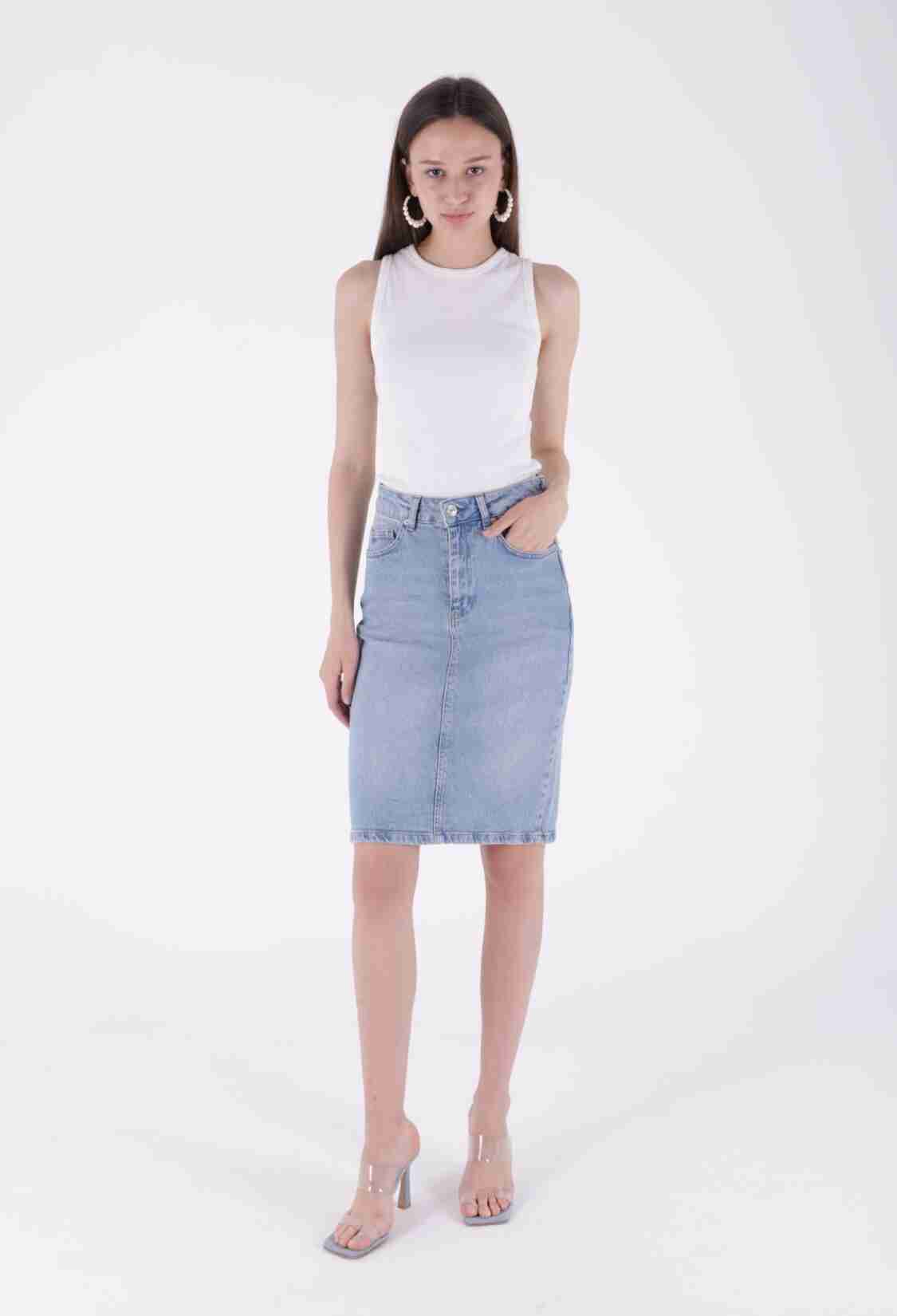 Mid Length Denim Skirt - Brand: XLove - Women & Kids, Baby Clothes Wholesale - TheBS Women