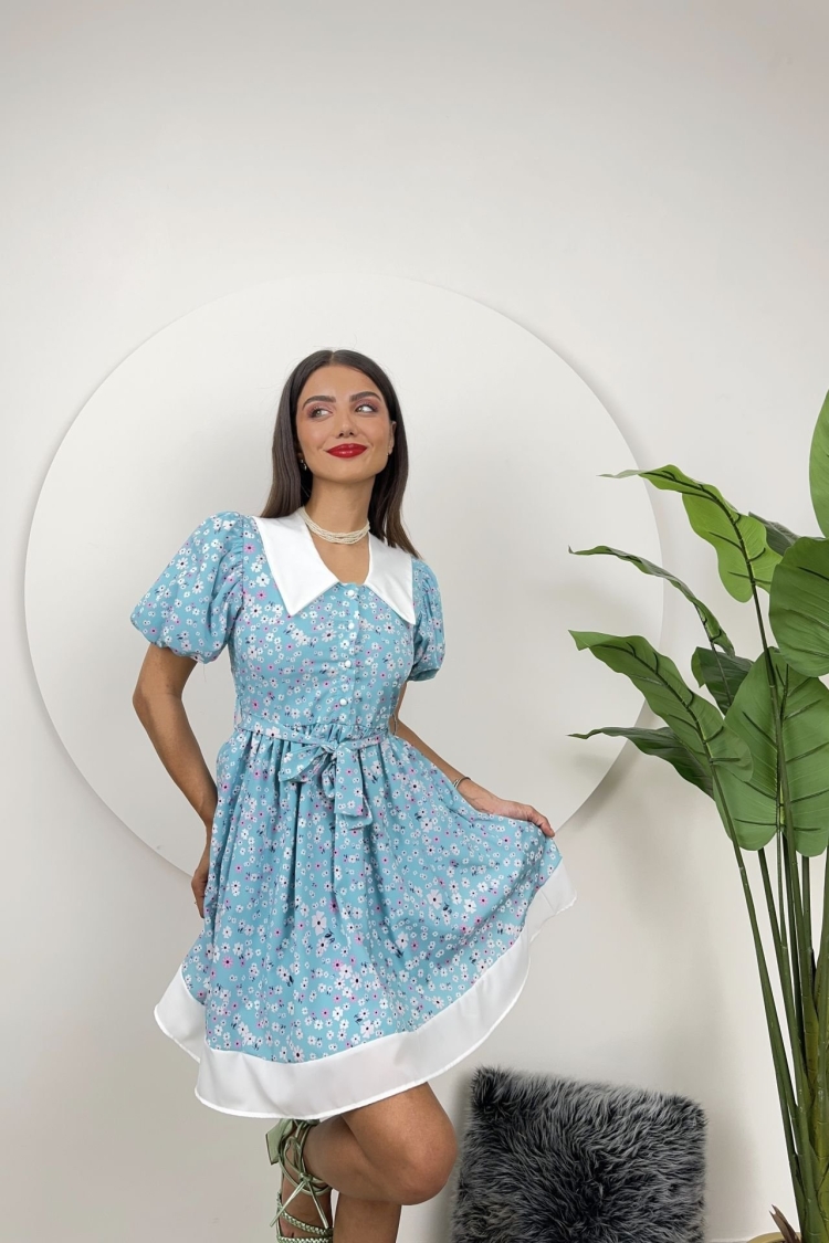 Collar Detail Crepe Mini Dress - Brand: Miss Janell - Women & Kids, Baby Clothes Wholesale - TheBS Women