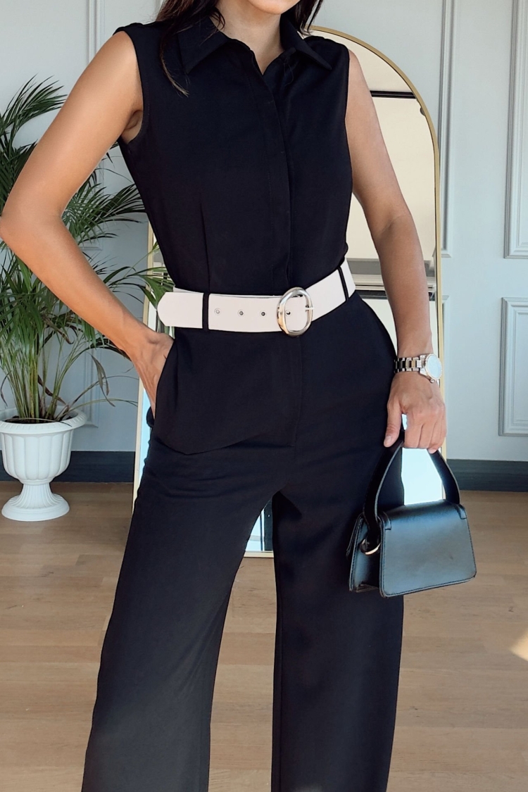 Belt Detail Mango Pattern Jumpsuit - Brand: Miss Janell - Women & Kids, Baby Clothes Wholesale - TheBS Women