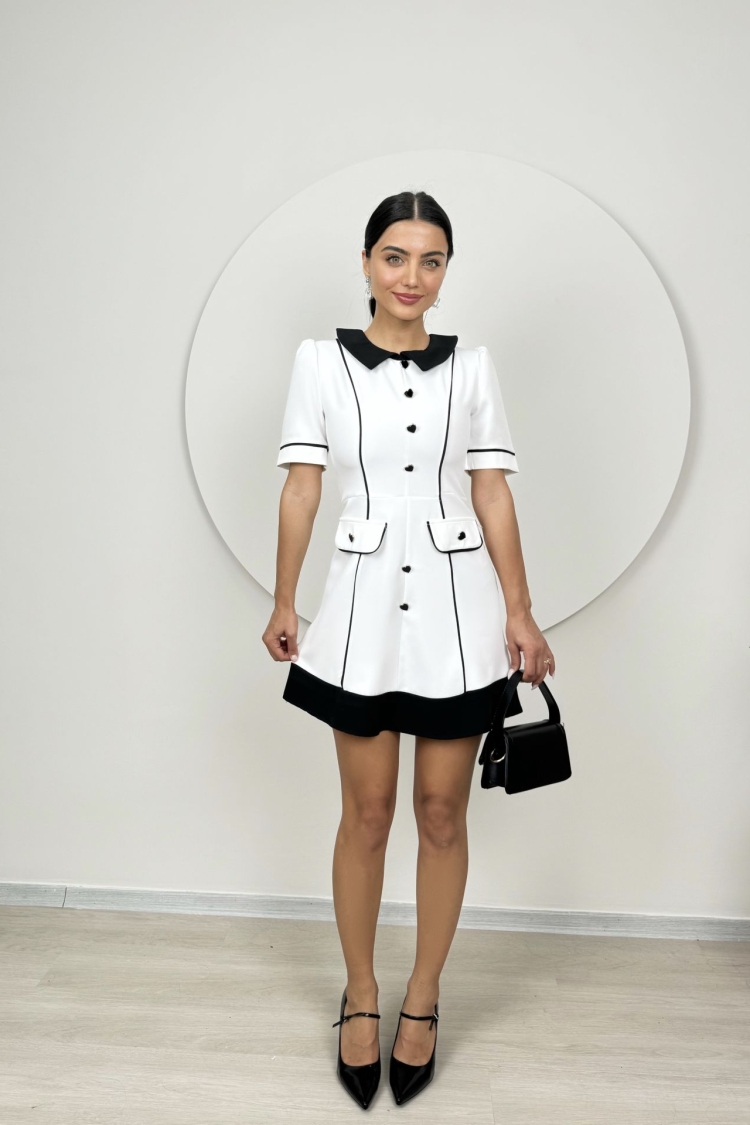 Garnished Heart Button Belted Dress - Brand: Miss Janell - Women & Kids, Baby Clothes Wholesale - TheBS Women