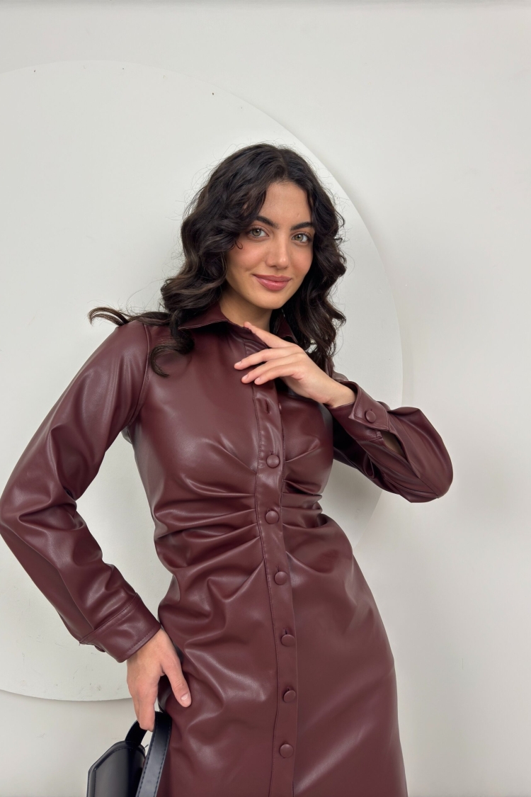 Zara Line Leather Dress - Brand: Miss Janell - Women & Kids, Baby Clothes Wholesale - TheBS Women