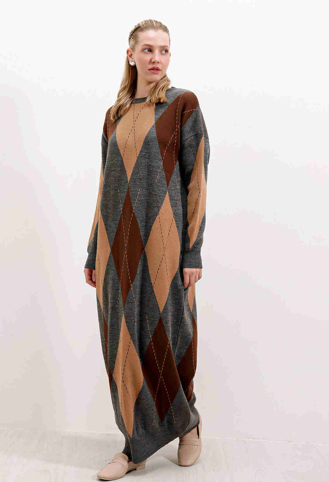 Long Knit Dress -& Brown - Brand: Bigdart - Women & Kids, Baby Clothes Wholesale - TheBS Women