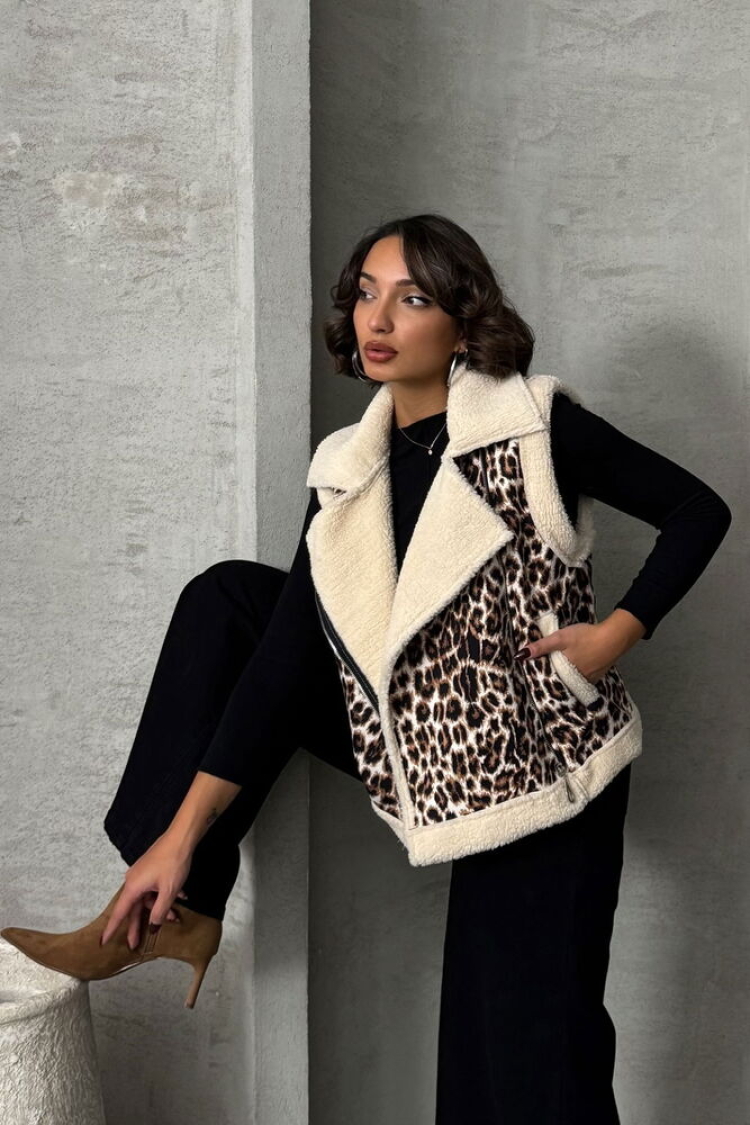 Leopard Print Plush Vest - Brand: Topshow - Women & Kids, Baby Clothes Wholesale - TheBS Women