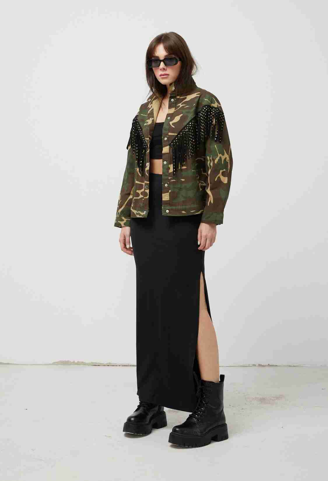 Gabardine Star Tassel Camouflage Pattern Women's Jacket Camouflage - Brand: Levure - Women & Kids, Baby Clothes Wholesale - TheBS Women