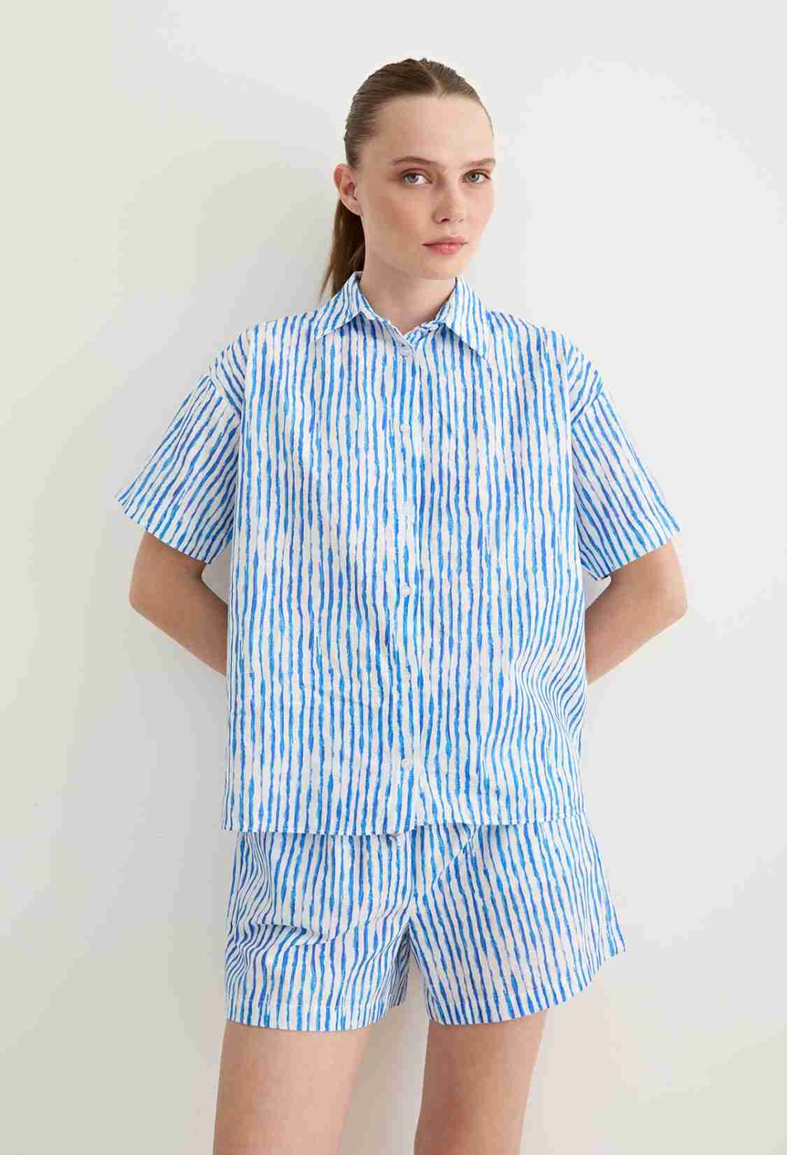 Oversize Striped Shirt Blue - Brand: Levure - Women & Kids, Baby Clothes Wholesale - TheBS Women