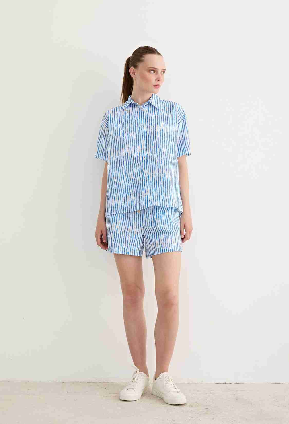 Oversize Striped Shirt Blue - Brand: Levure - Women & Kids, Baby Clothes Wholesale - TheBS Women