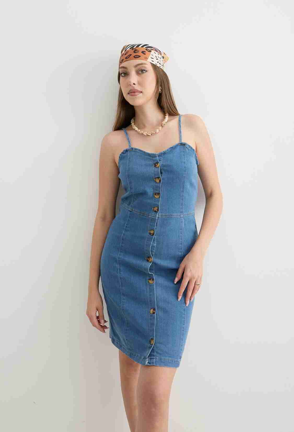 Women's Strapless Dress Blue With Strap Detail - Brand: Levure - Women & Kids, Baby Clothes Wholesale - TheBS Women