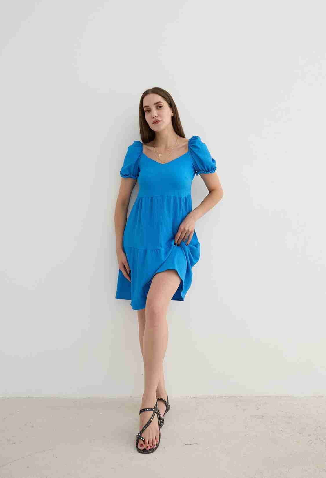Watermelon Sleeve Detailed Short Dress Saks - Brand: Levure - Women & Kids, Baby Clothes Wholesale - TheBS Women