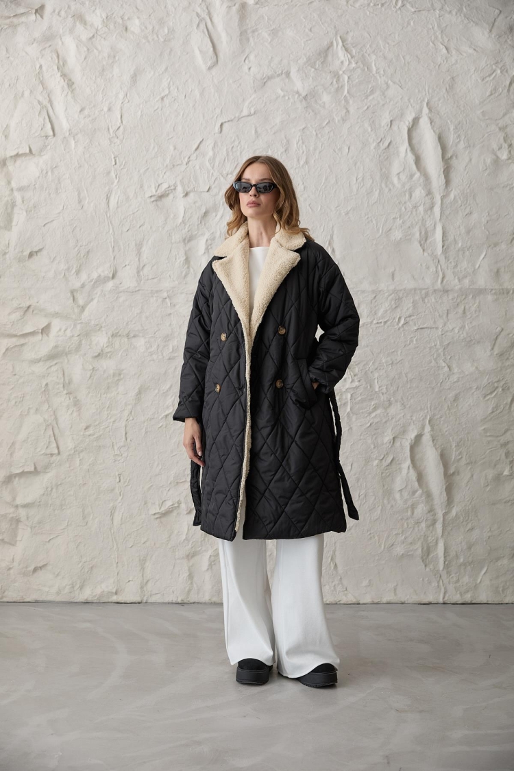 Faux Fur Collar Buttoned Quilted Coat - Brand: Levure - Women & Kids, Baby Clothes Wholesale - TheBS Women
