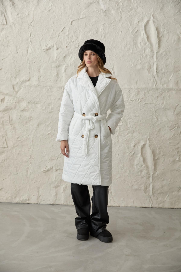 Jacket Collar Waist Belted Quilted Long Women's Coat - Brand: Levure - Women & Kids, Baby Clothes Wholesale - TheBS Women