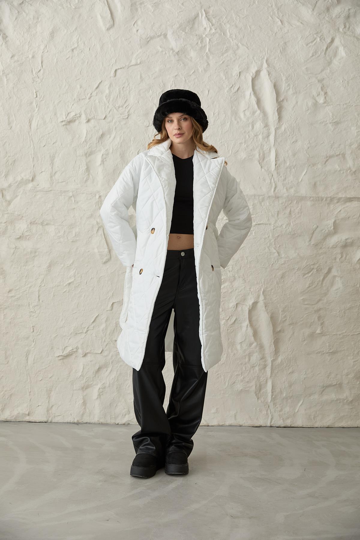 Jacket Collar Waist Belted Quilted Long Women's Coat - Brand: Levure - Women & Kids, Baby Clothes Wholesale - TheBS Women