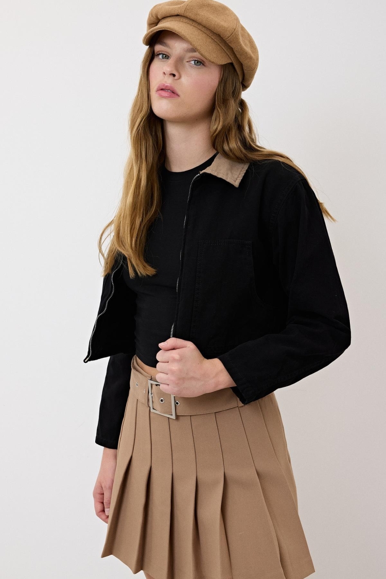 Women's Collar Garni Detailed Zippered Coat - Brand: Levure - Women & Kids, Baby Clothes Wholesale - TheBS Women