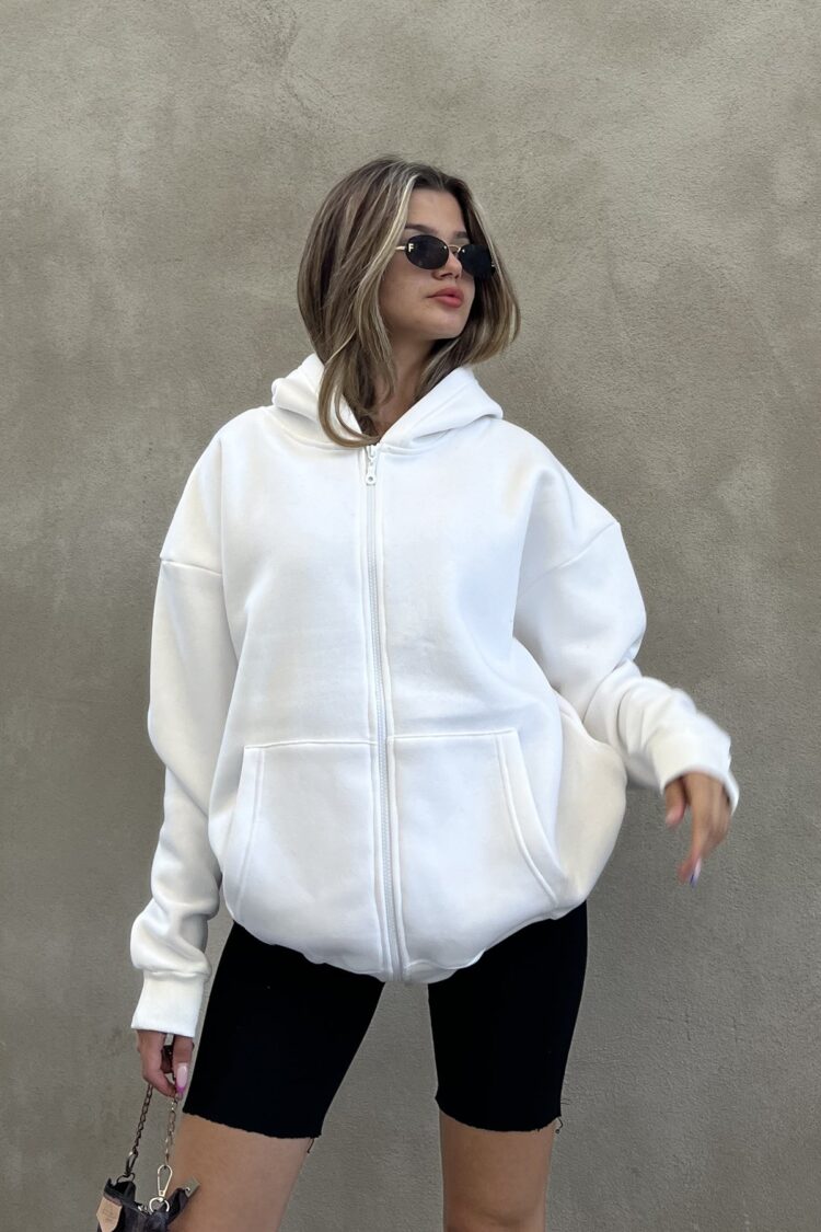 Zippered Raised Oversize Sweatshirt - Brand: la & vetta - Women & Kids, Baby Clothes Wholesale - TheBS Women