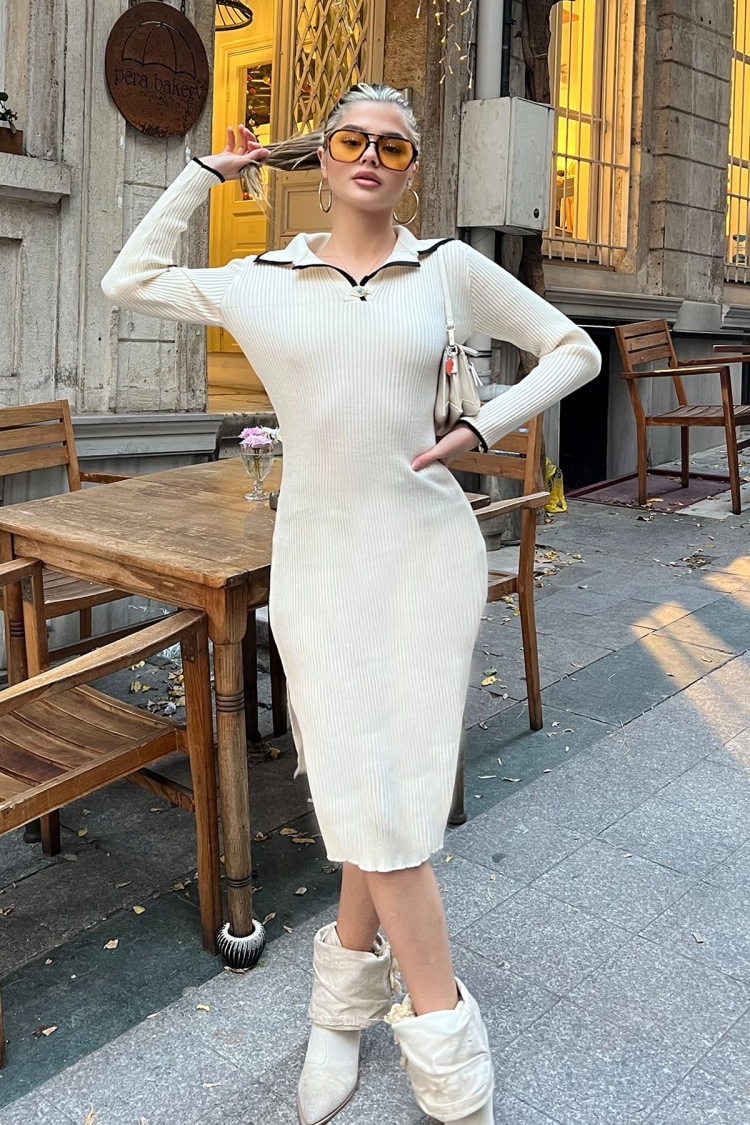 Polo Neck Knitwear Midi Dress - Brand: la & vetta - Women & Kids, Baby Clothes Wholesale - TheBS Women