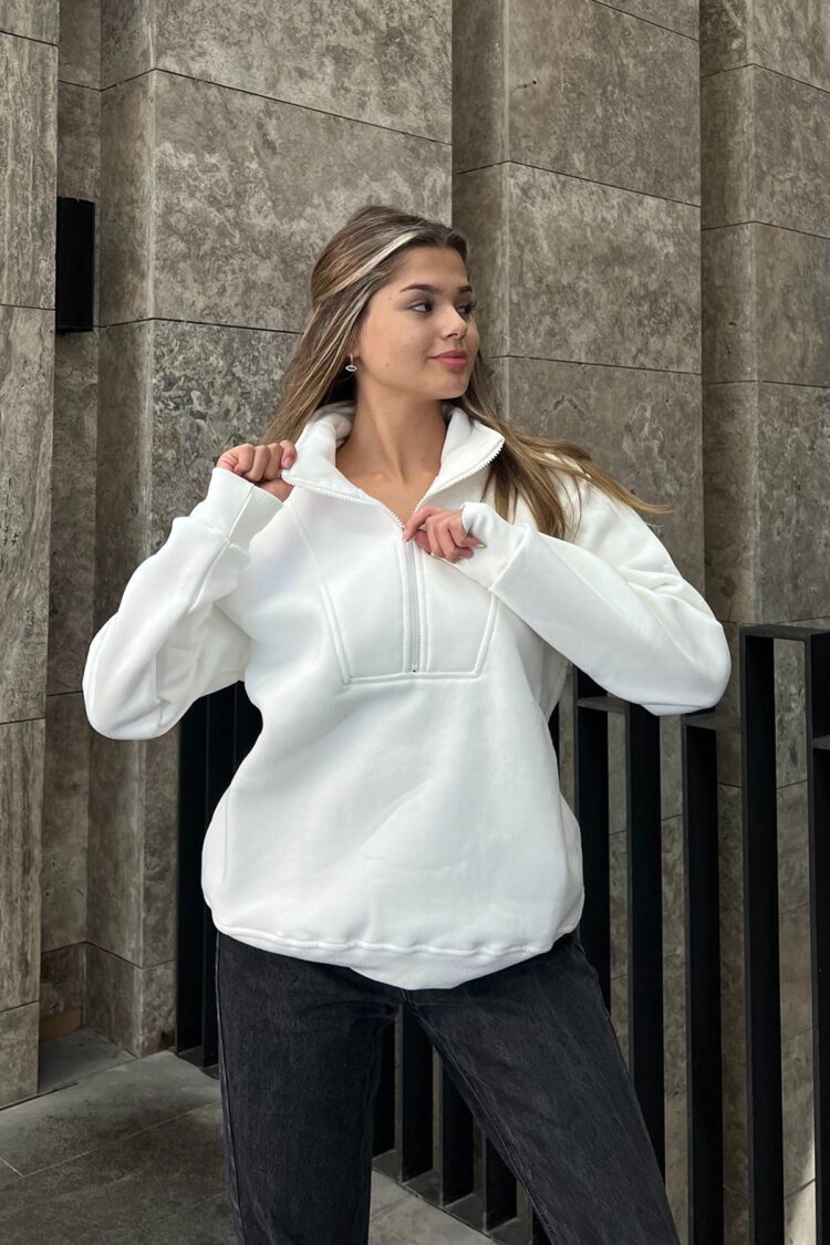 Zipper Detail Oversize Sweatshirt - Brand: la & vetta - Women & Kids, Baby Clothes Wholesale - TheBS Women