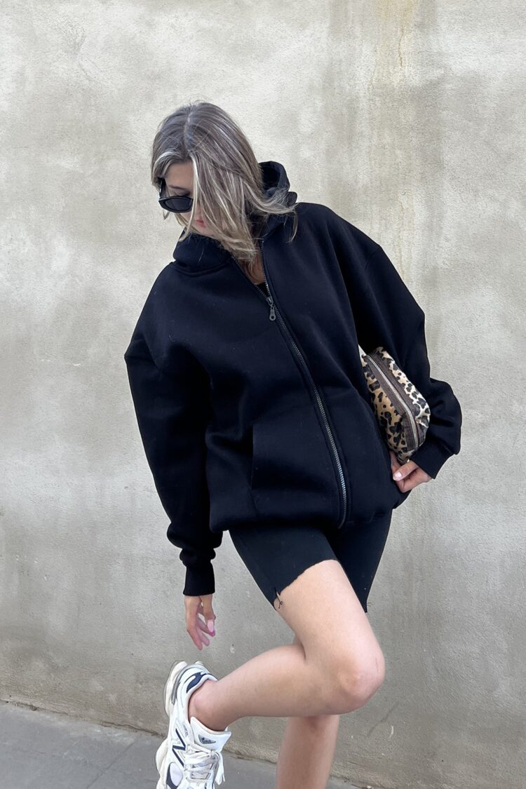 Zippered Raised Oversize Sweatshirt - Brand: la & vetta - Women & Kids, Baby Clothes Wholesale - TheBS Women