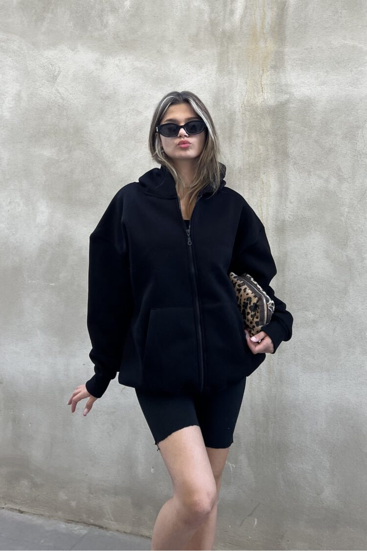 Zippered Raised Oversize Sweatshirt - Brand: la & vetta - Women & Kids, Baby Clothes Wholesale - TheBS Women