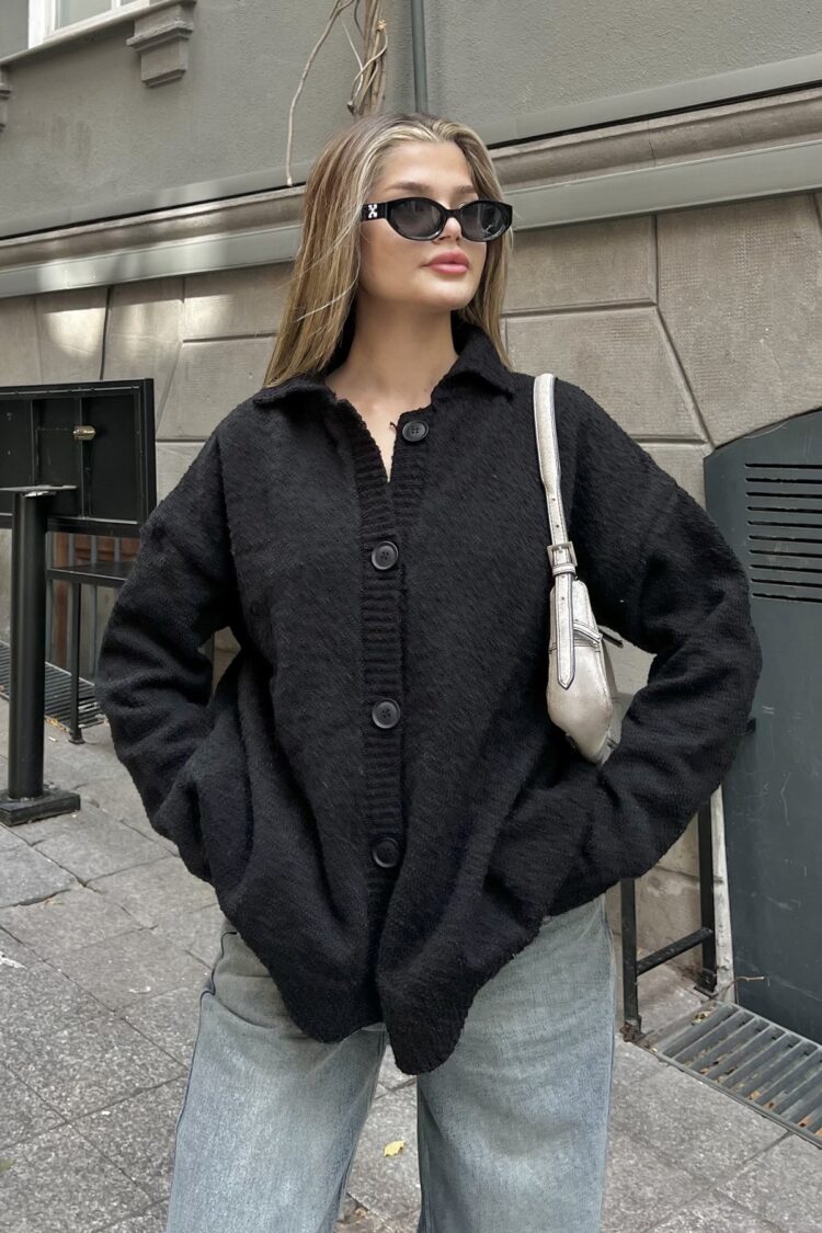 Buttoned Polo Collar Knitted Cardigan - Brand: la & vetta - Women & Kids, Baby Clothes Wholesale - TheBS Women