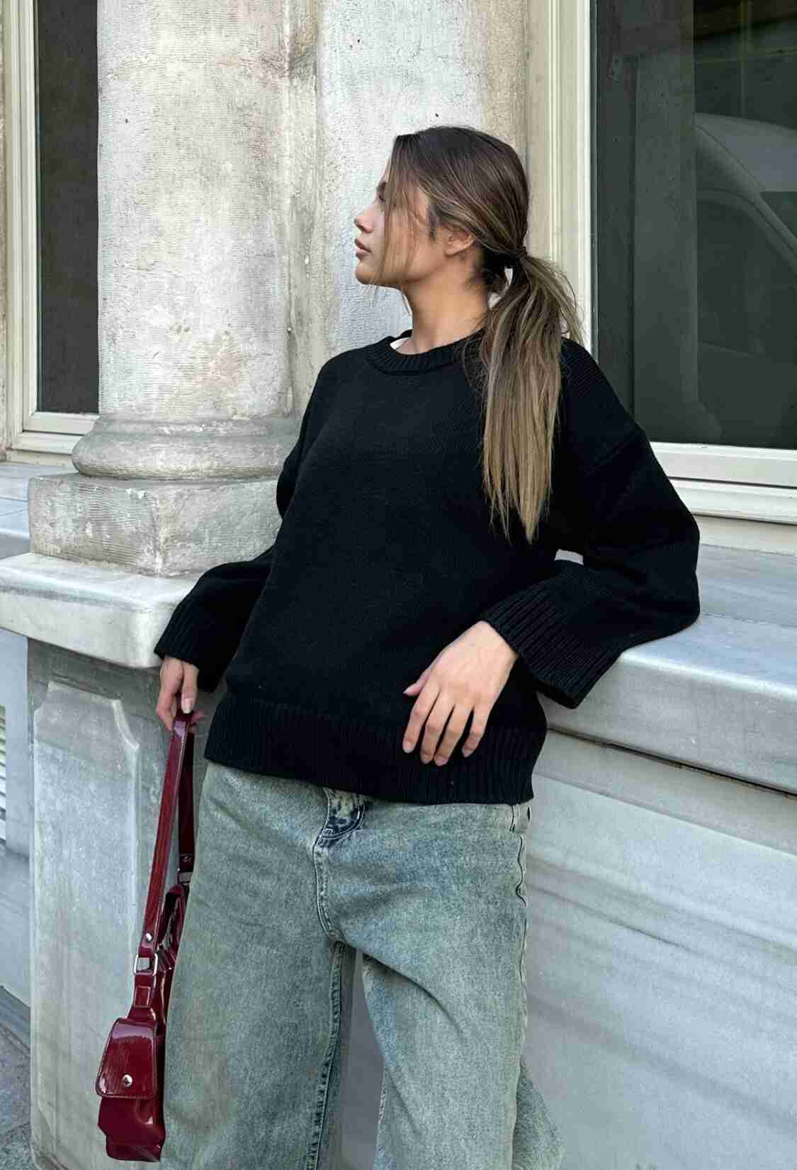 Crew Neck Oversize Knitted Sweater - Brand: la & vetta - Women & Kids, Baby Clothes Wholesale - TheBS Women