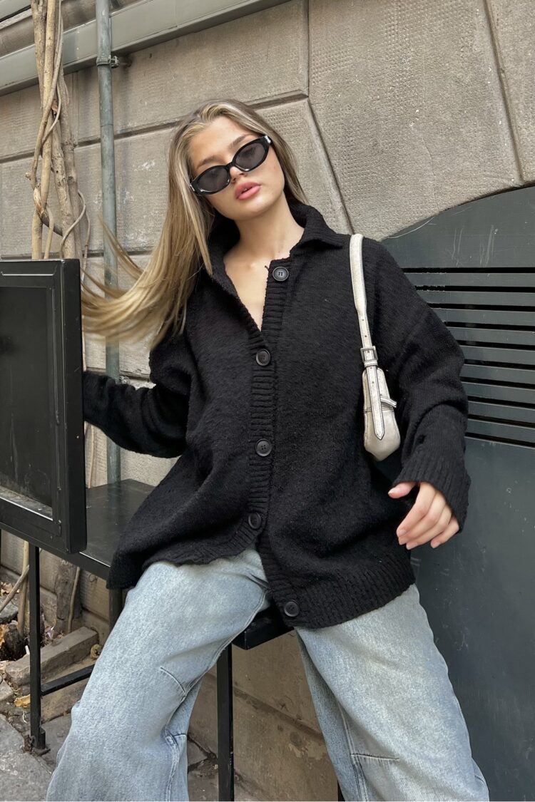 Buttoned Polo Collar Knitted Cardigan - Brand: la & vetta - Women & Kids, Baby Clothes Wholesale - TheBS Women