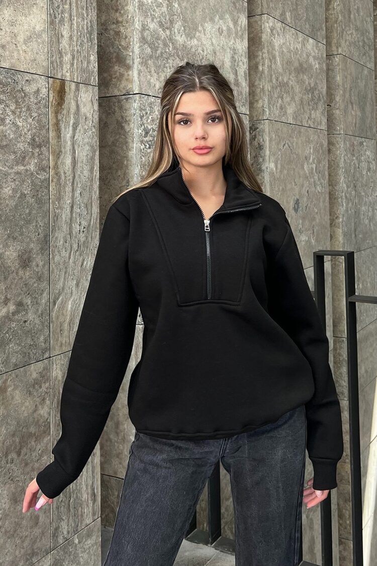 Zipper Detail Oversize Sweatshirt - Brand: la & vetta - Women & Kids, Baby Clothes Wholesale - TheBS Women