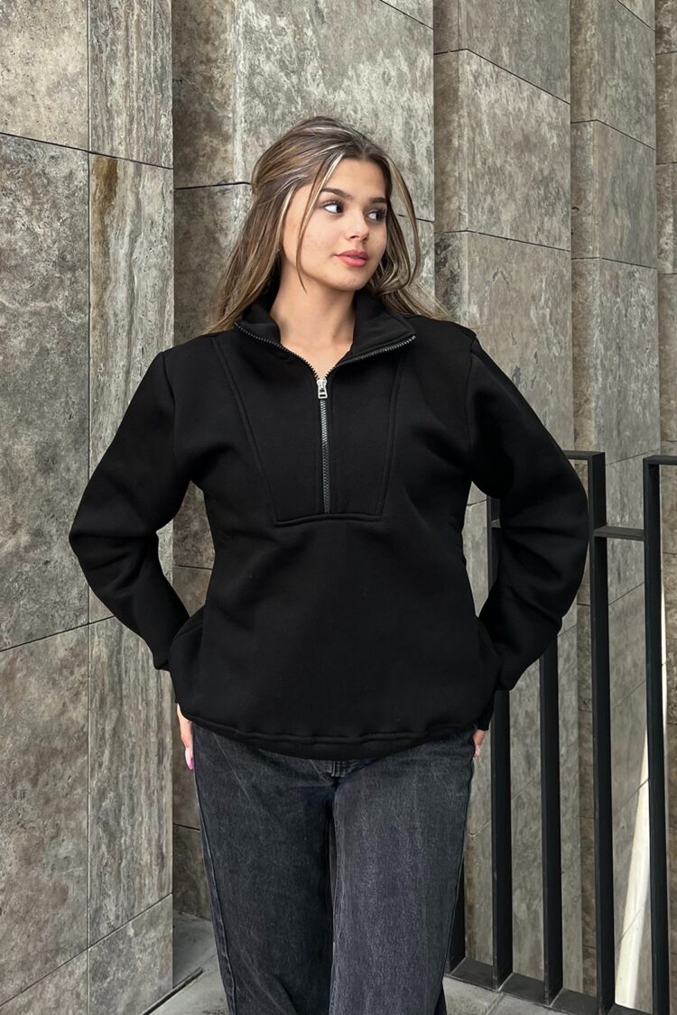 Zipper Detail Oversize Sweatshirt - Brand: la & vetta - Women & Kids, Baby Clothes Wholesale - TheBS Women