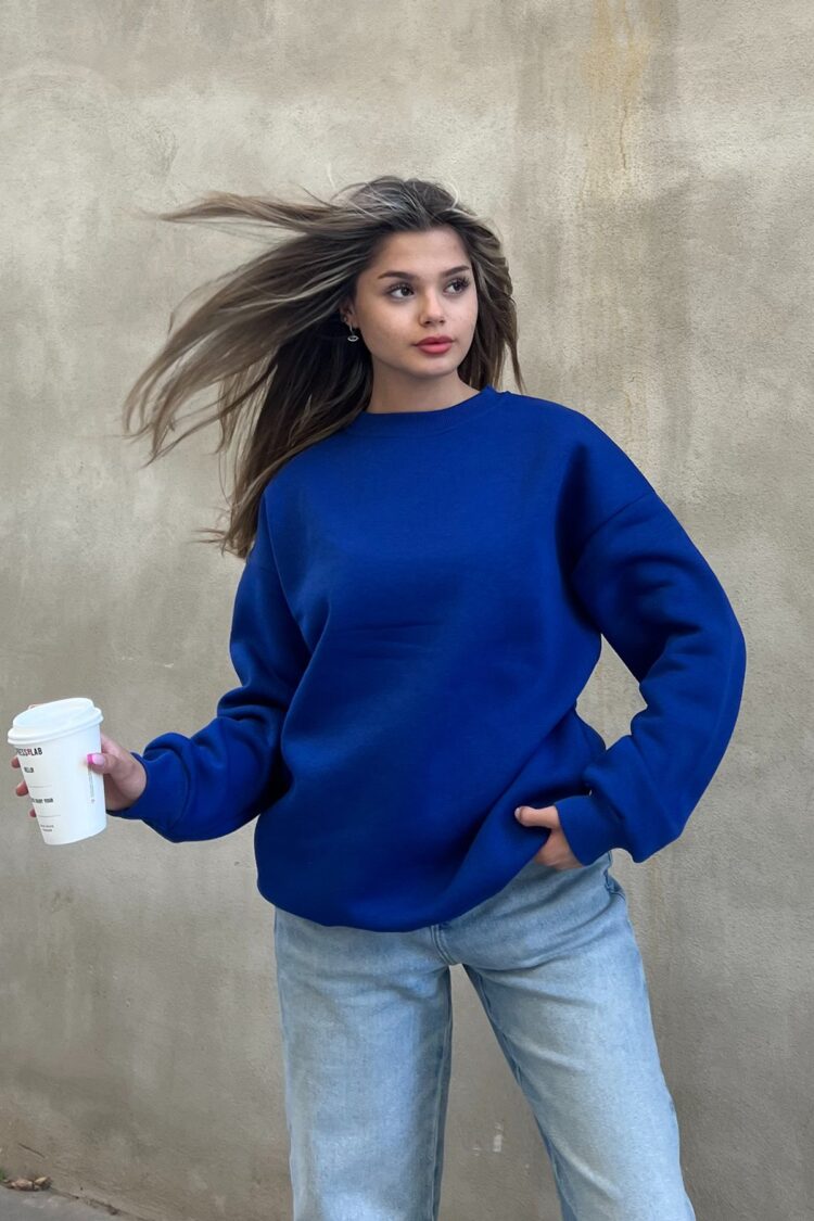 Basic Crew Neck Oversize Sweatshirt - Saks - Brand: la & vetta - Women & Kids, Baby Clothes Wholesale - TheBS Women