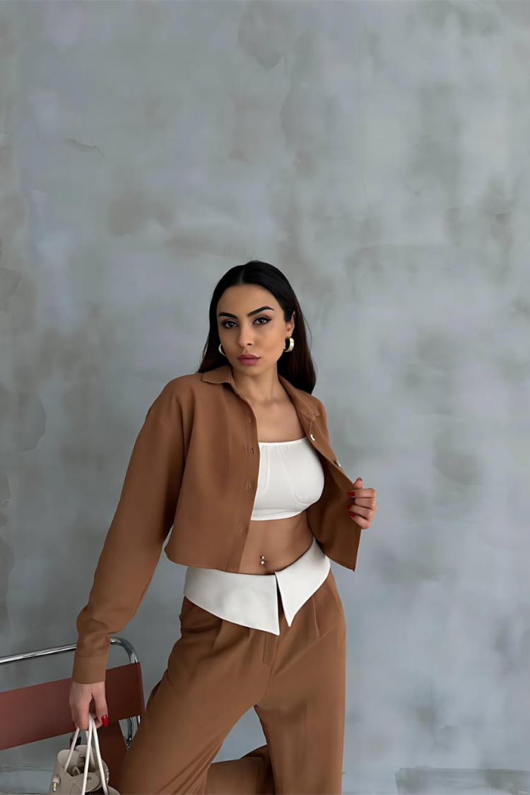 Waist Detailed Shirt Trouser Set - Brand: Ello - Women & Kids, Baby Clothes Wholesale - TheBS Women