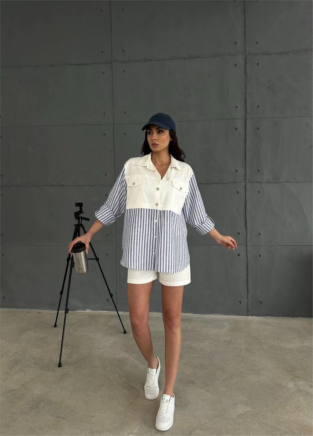 Gabardine Striped Jacket And Shorts Suit - Brand: Ello - Women & Kids, Baby Clothes Wholesale - TheBS Women