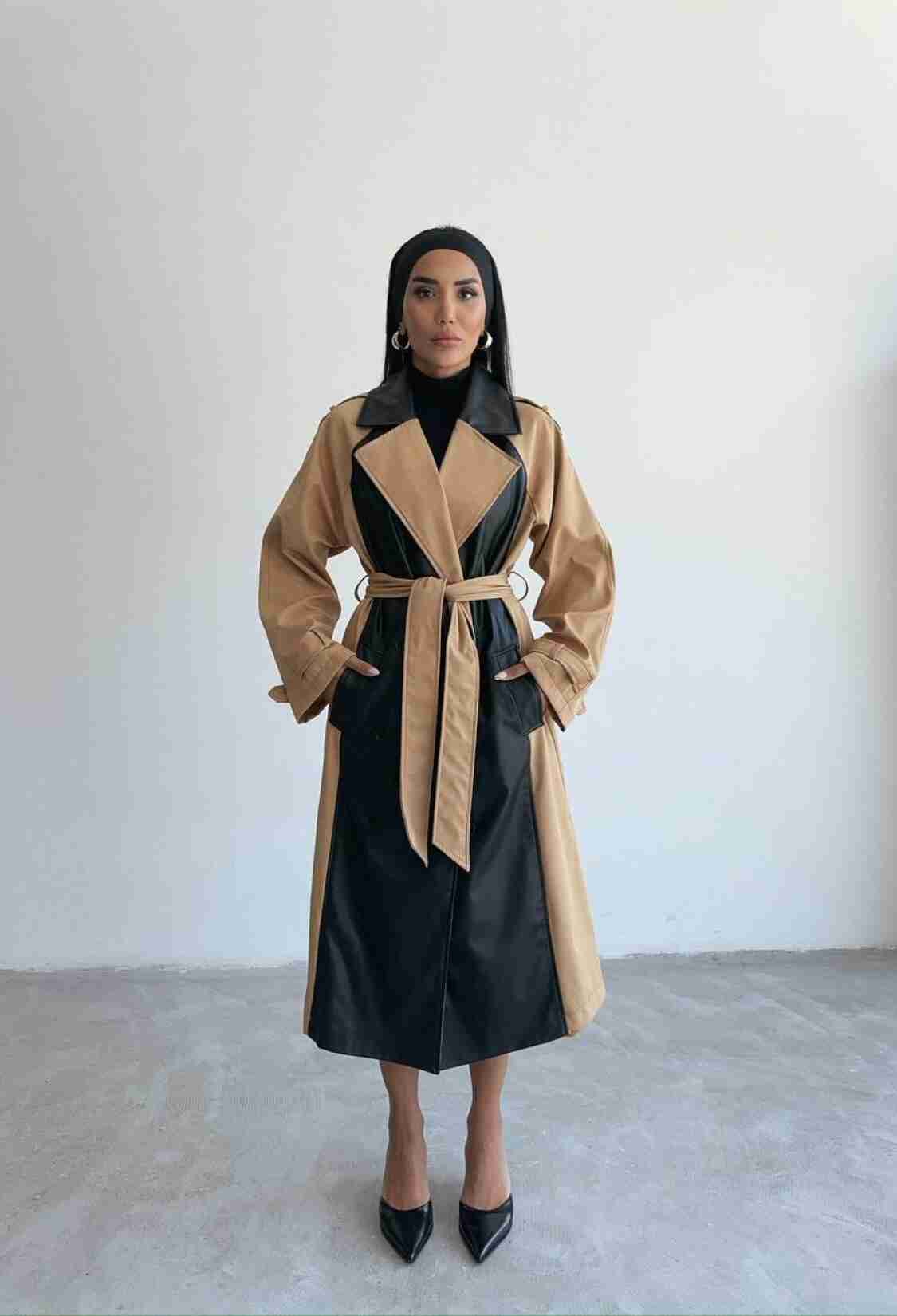 Leather Piece Buttoned Trench Coat - Brand: Ello - Women & Kids, Baby Clothes Wholesale - TheBS Women