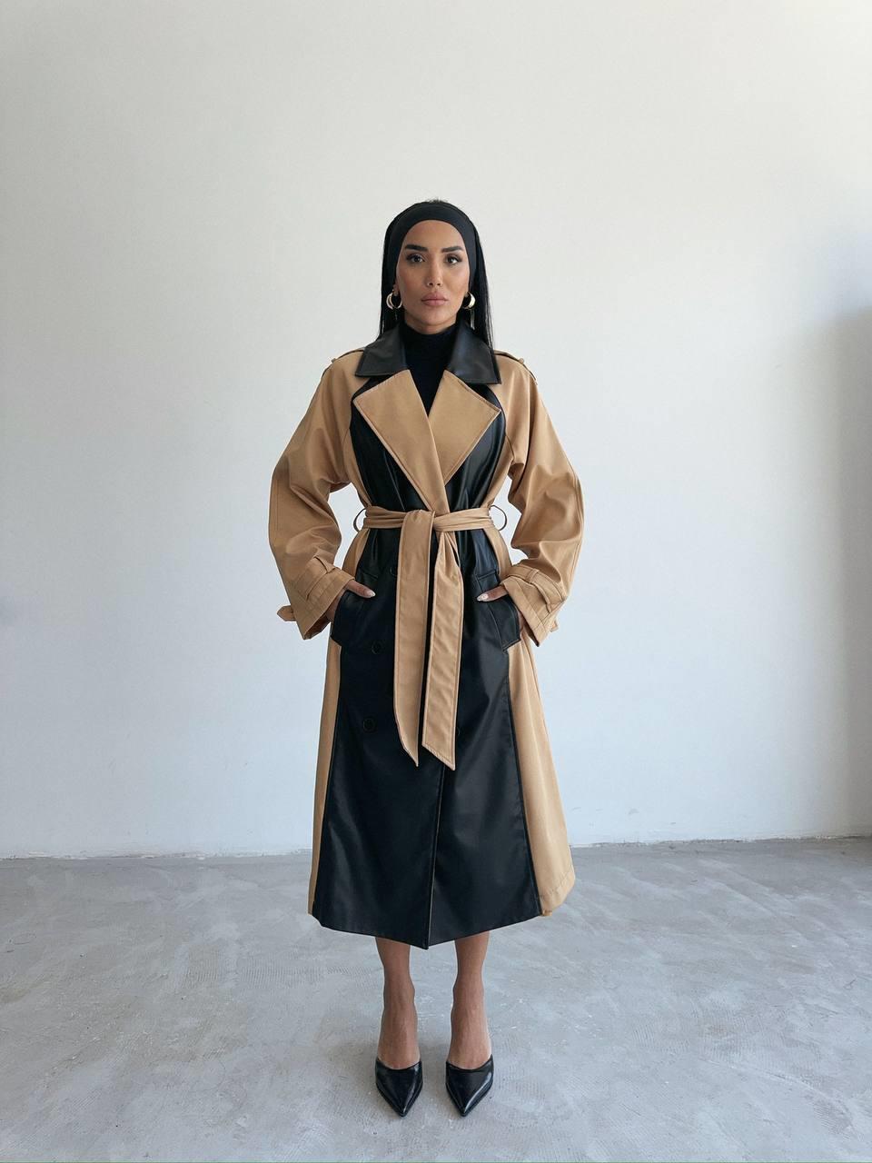 Leather Piece Buttoned Trench Coat - Brand: Ello - Women & Kids, Baby Clothes Wholesale - TheBS Women