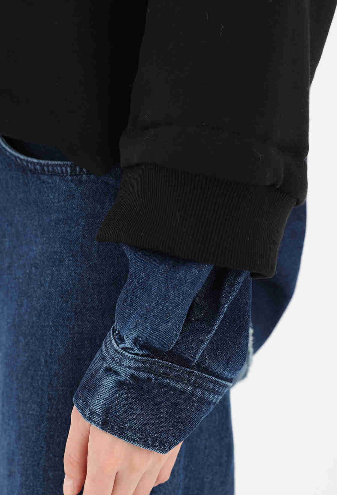 Women's Sweatshirt With Stone Embroidery And Denim Detail On Sleeves - Brand: SOUL - Women & Kids, Baby Clothes Wholesale - TheBS Women