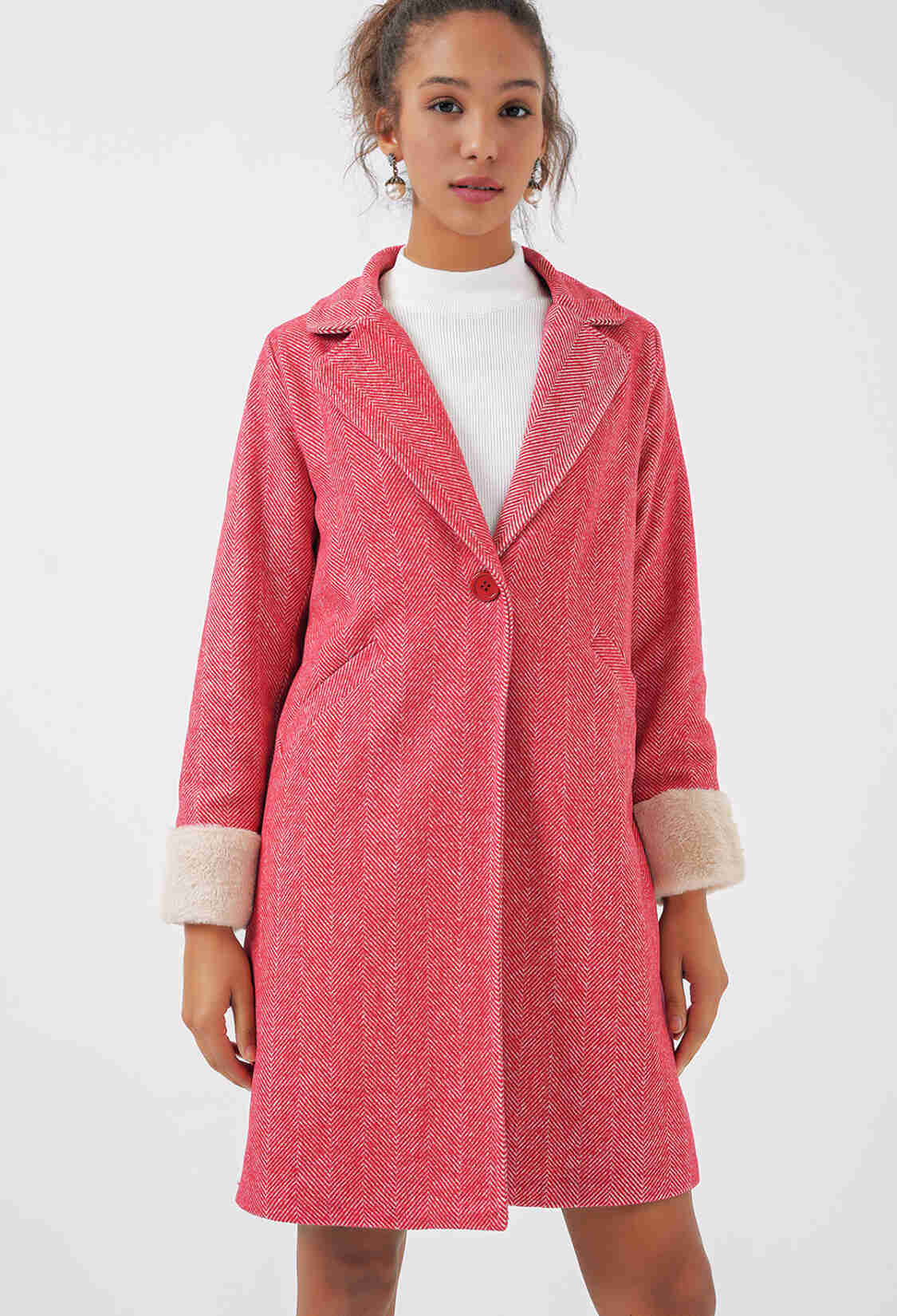 Herringbone Cashmere Coat - Dark - Brand: Bigdart - Women & Kids, Baby Clothes Wholesale - TheBS Women