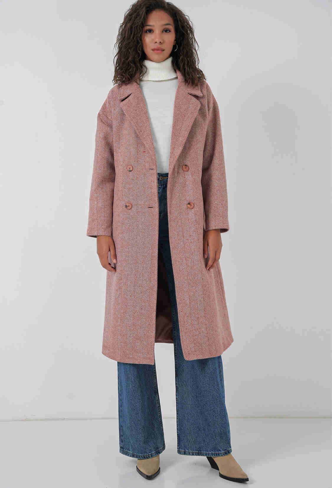 Oversize Wool Long Cashmere Coat - Salmon - Brand: Bigdart - Women & Kids, Baby Clothes Wholesale - TheBS Women