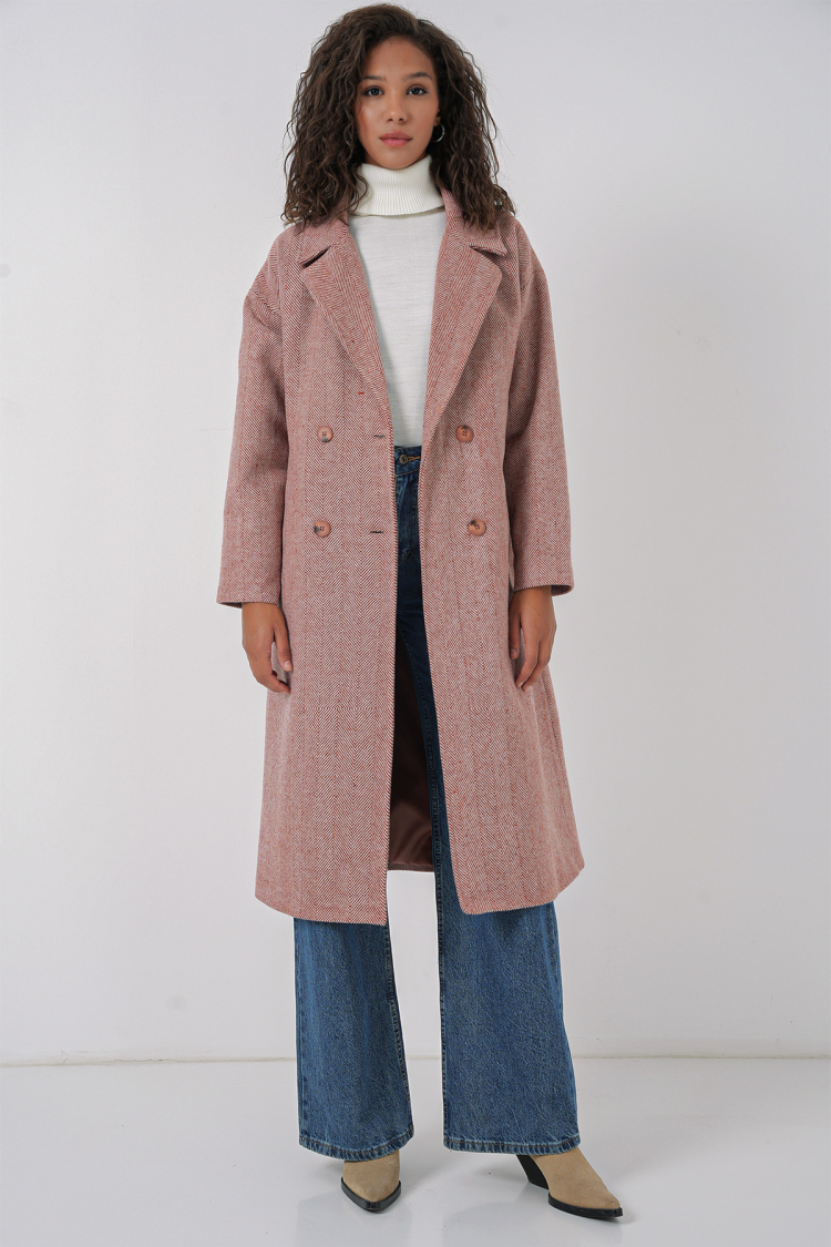 Oversize Wool Long Cashmere Coat - Salmon - Brand: Bigdart - Women & Kids, Baby Clothes Wholesale - TheBS Women