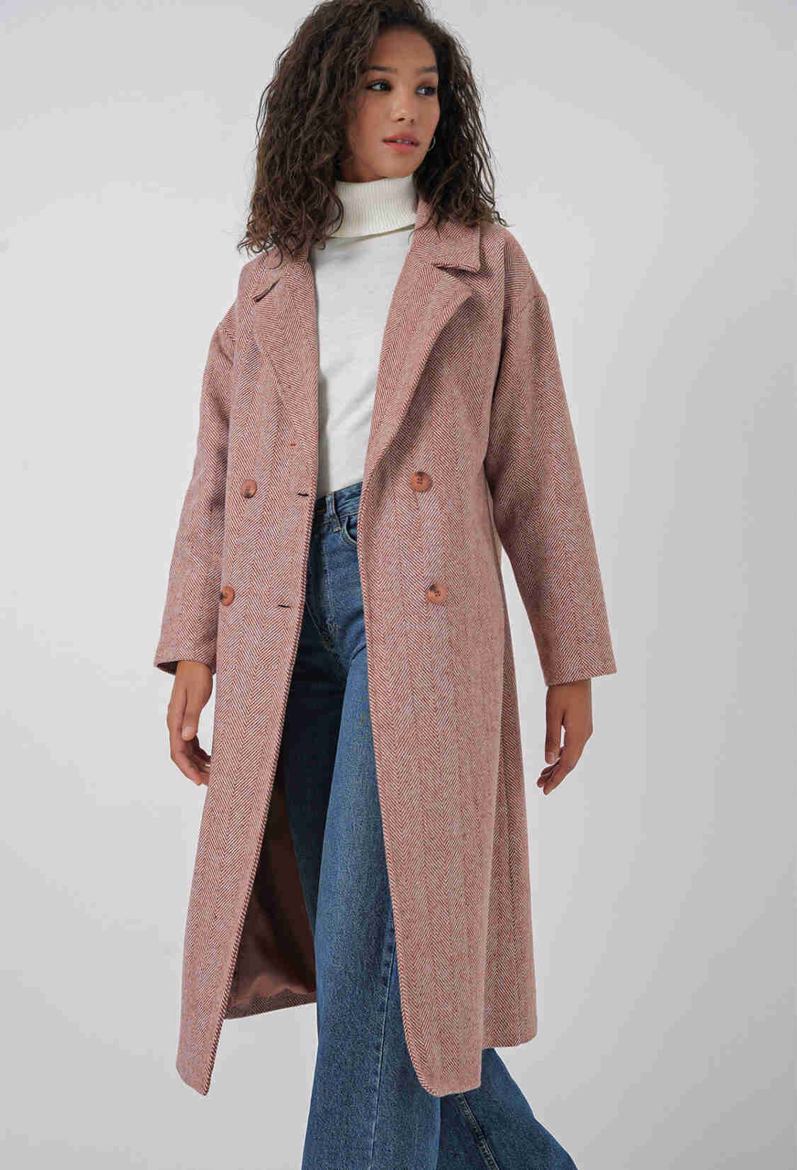 Oversize Wool Long Cashmere Coat - Salmon - Brand: Bigdart - Women & Kids, Baby Clothes Wholesale - TheBS Women