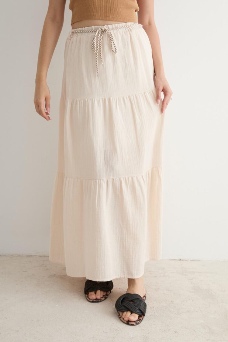 Elastic Waist And Cord Detail Long Skirt - Brand: Levure - Women & Kids, Baby Clothes Wholesale - TheBS Women