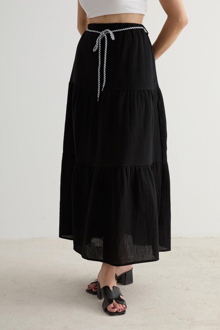 Elastic Waist And Cord Detail Long Skirt - Brand: Levure - Women & Kids, Baby Clothes Wholesale - TheBS Women
