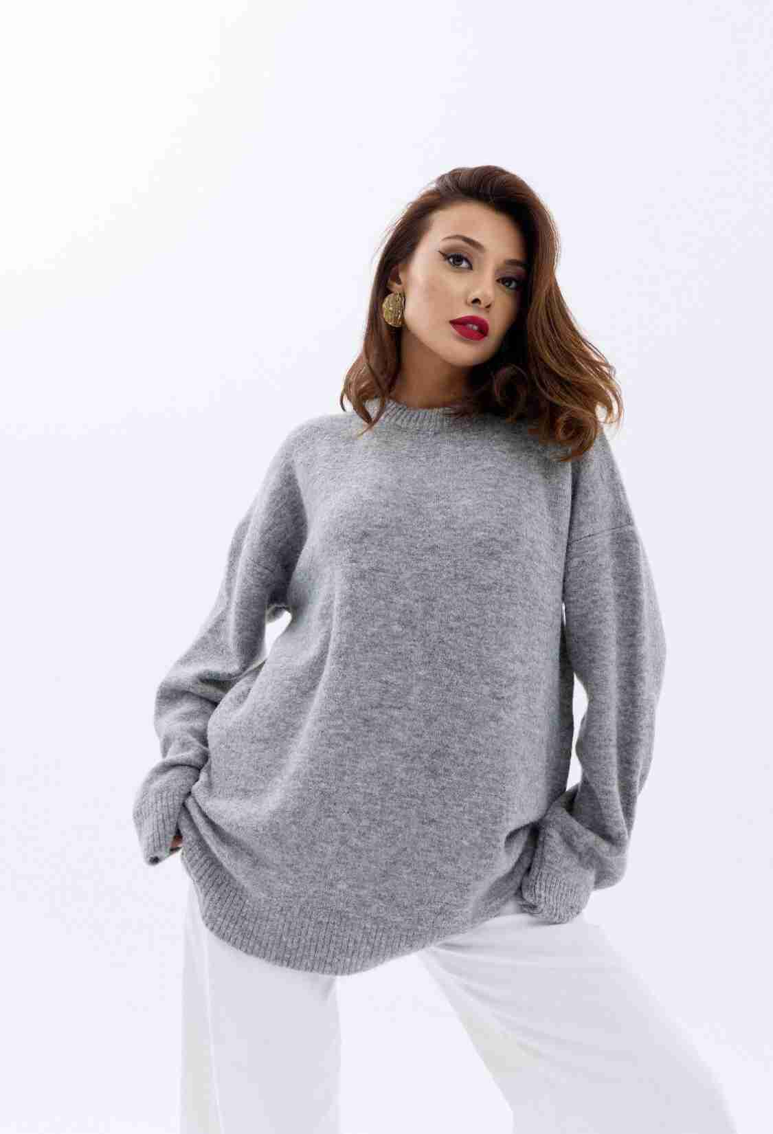 Knitwear Zero Collar Casual Sweater - Gray - Brand: Fame - Women & Kids, Baby Clothes Wholesale - TheBS Women