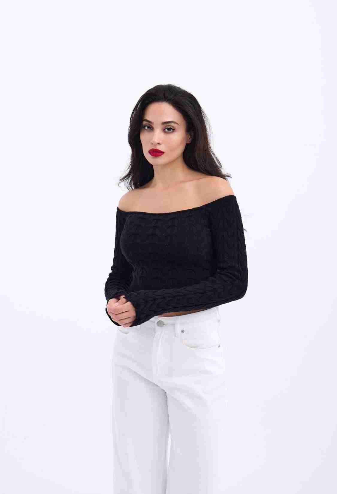 Knitwear Boat Neck Crop - Brand: Fame - Women & Kids, Baby Clothes Wholesale - TheBS Women
