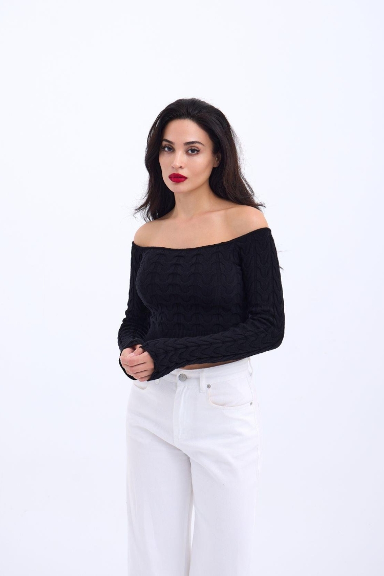 Knitwear Boat Neck Crop - Brand: Fame - Women & Kids, Baby Clothes Wholesale - TheBS Women