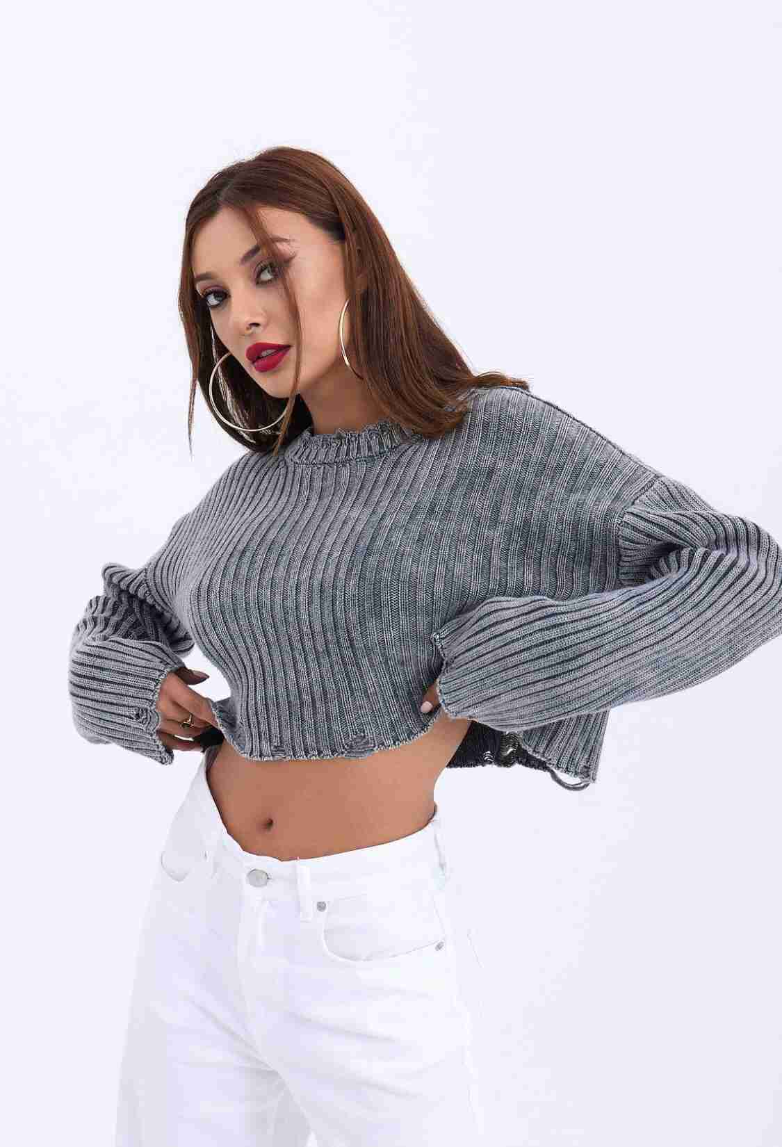 Knitwear Crop Sweater - Brand: Fame - Women & Kids, Baby Clothes Wholesale - TheBS Women