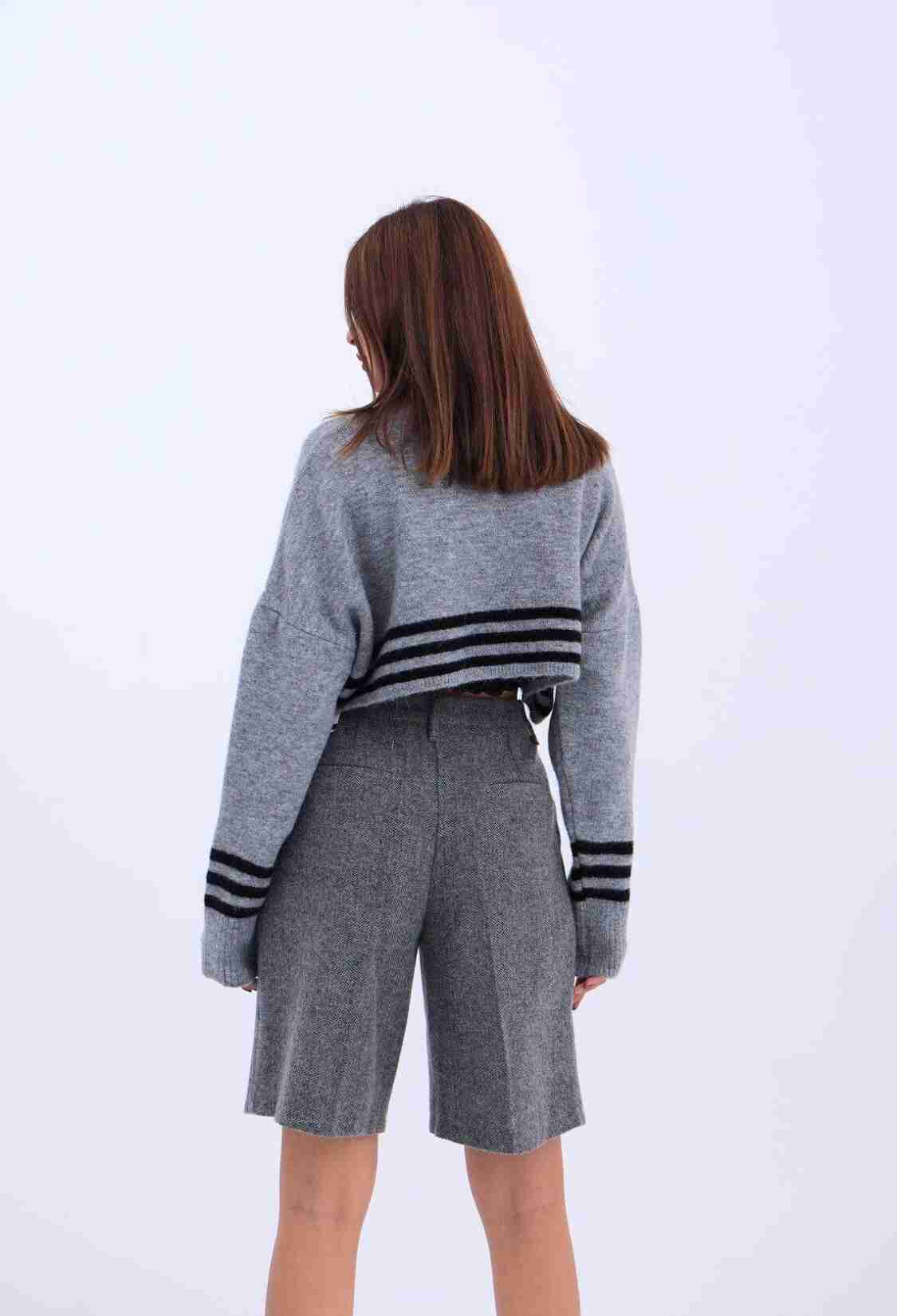 Knitted Striped Turtleneck Crop -- Black - Brand: Fame - Women & Kids, Baby Clothes Wholesale - TheBS Women